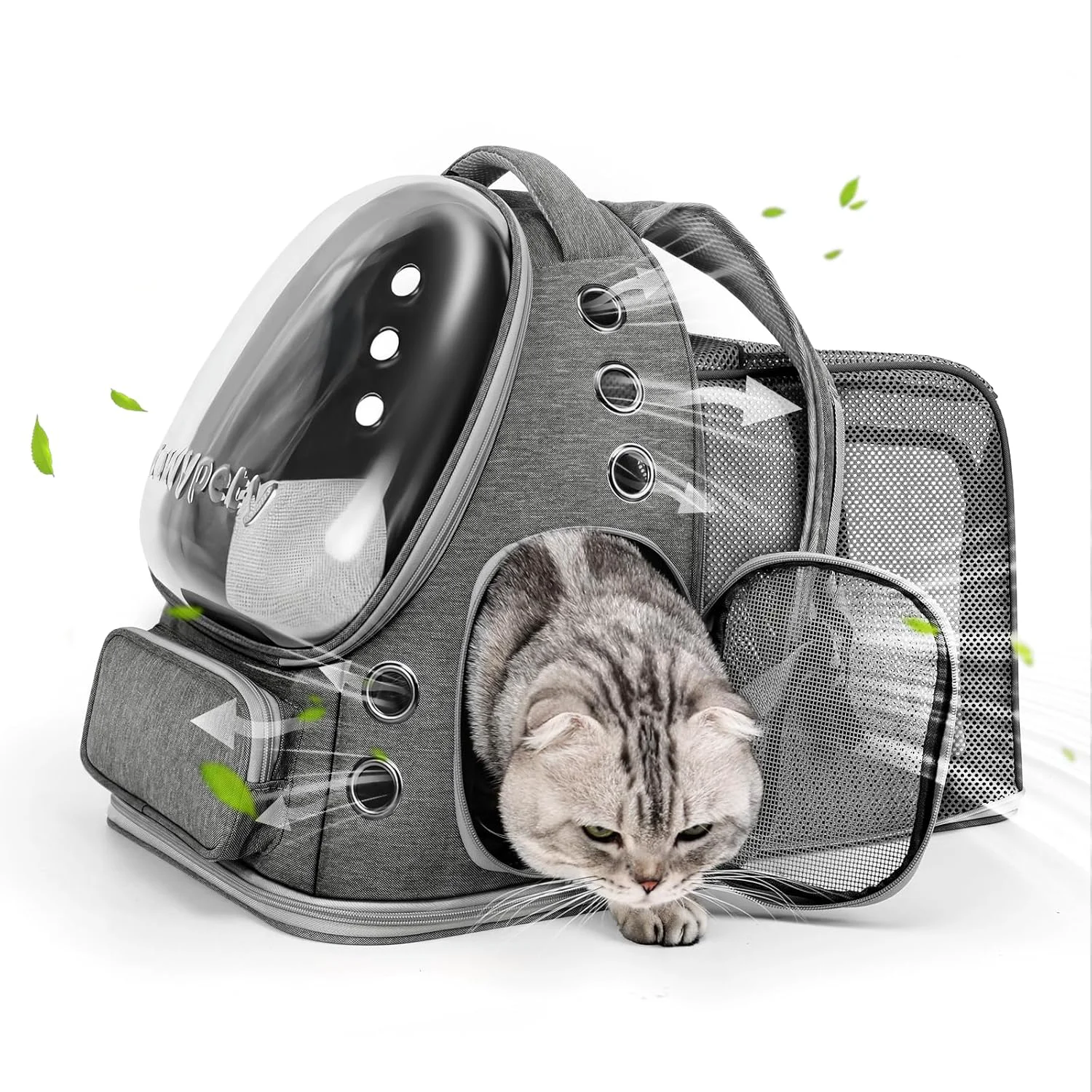 Classic Expandable Cat Backpack Cat Bubble Backpack Carrier for Carrying Cats Pets and Small Dogs Airline- Designed for Travel Hiking Walking Car （Grey Stylish