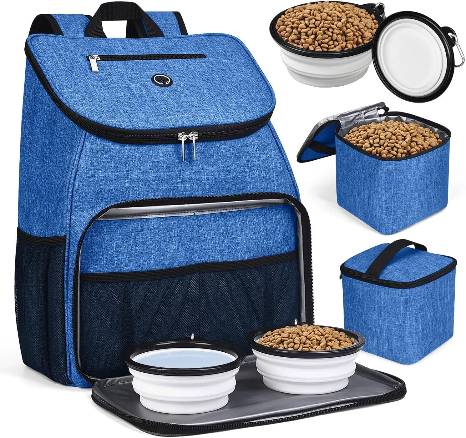 Breathable BAGLHER丨Dog Travel Bag Airline Pet Supplies Backpack Dog Travel Backpack with 2 Silicone Collapsible Bowls and 2 Food Baskets Outstanding