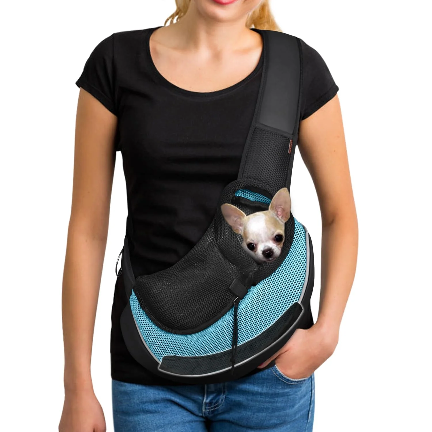 Efficient YUDODO Pet Sling Carrier for Small Dogs Cats – Hands- Safe Cozy Cyan 3.0 S Comfortable