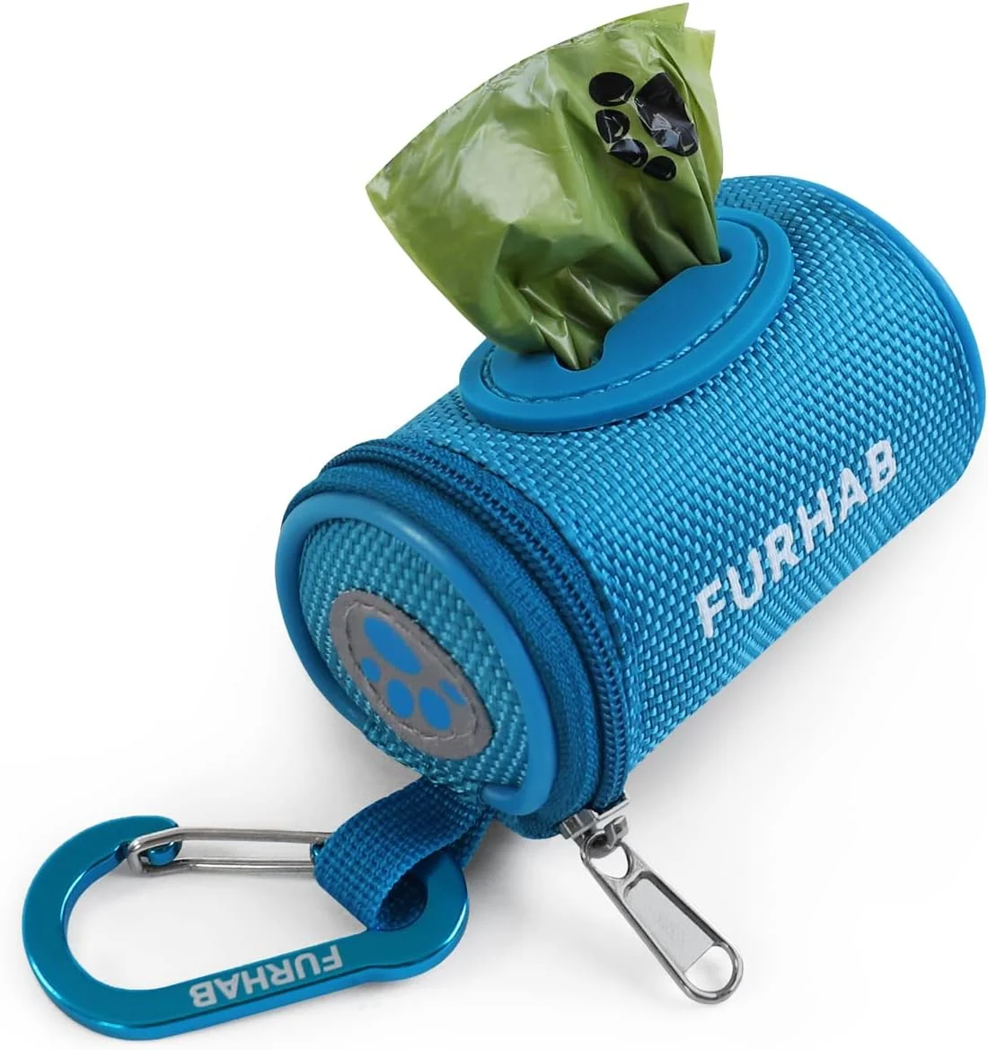 Reliable Dog Poop Bag Holder for Leash Doggie Waste Bag Dispenser Soft Fabric Puppy Potty Carrier Small Doggy Zipper Pouch with Carabiner Clip 1680D Nylon Oxford with 1 Roll of Pet Trash Bags Sky Blue Fine