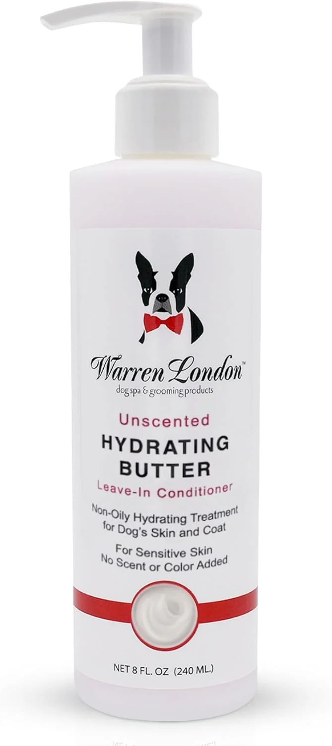 Authentic Warren London Hydrating Butter Leave in Pet Conditioner for Dogs Lotion for Skin and Coat Aloe Puppy Dog Conditioner for Hair Detangler Dry Skin Dandruff Unscented 8oz Proven
