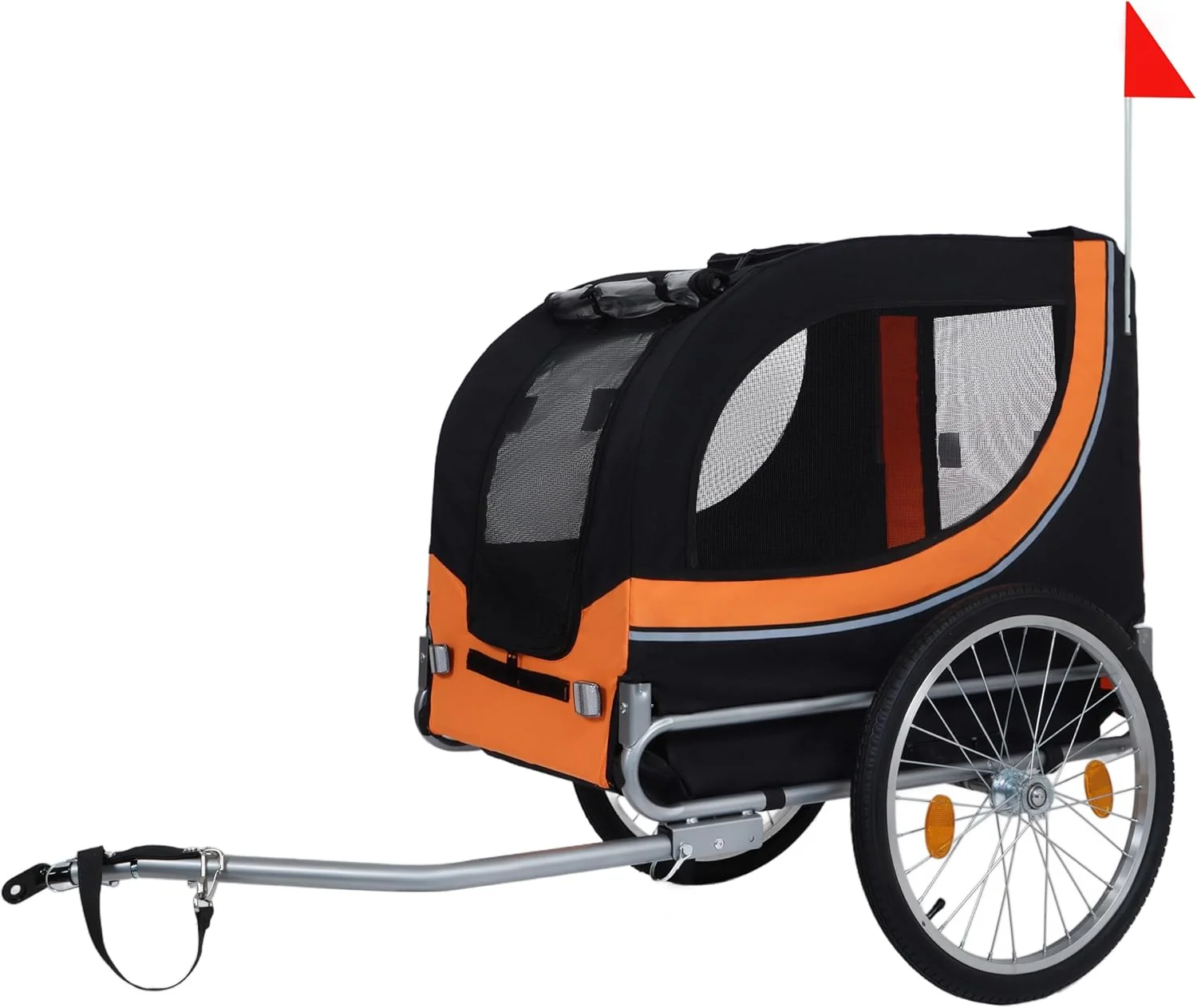 Natural Blue-Grey Large Folding Bike Trailer for Dogs – Heavy-Duty Steel Frame 66LB Capacity Pet Carrier for All-Terrain Cycling Jogging Camping Adventures Proven