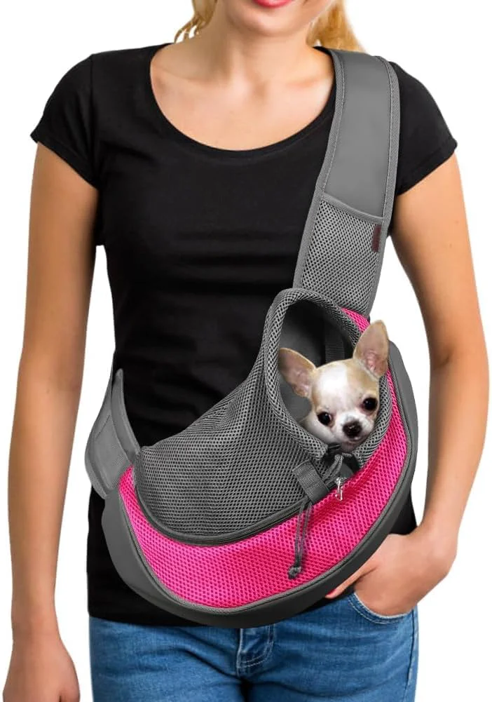 Trusted YUDODO Pet Sling Carrier for Small Dogs Cats – Hands- Puppy Carrier with Safety Hook Large Zipper Pocket Soft Breathable Mesh Adjustable Strap Reflective Strip Pink 1.0 S High-Grade