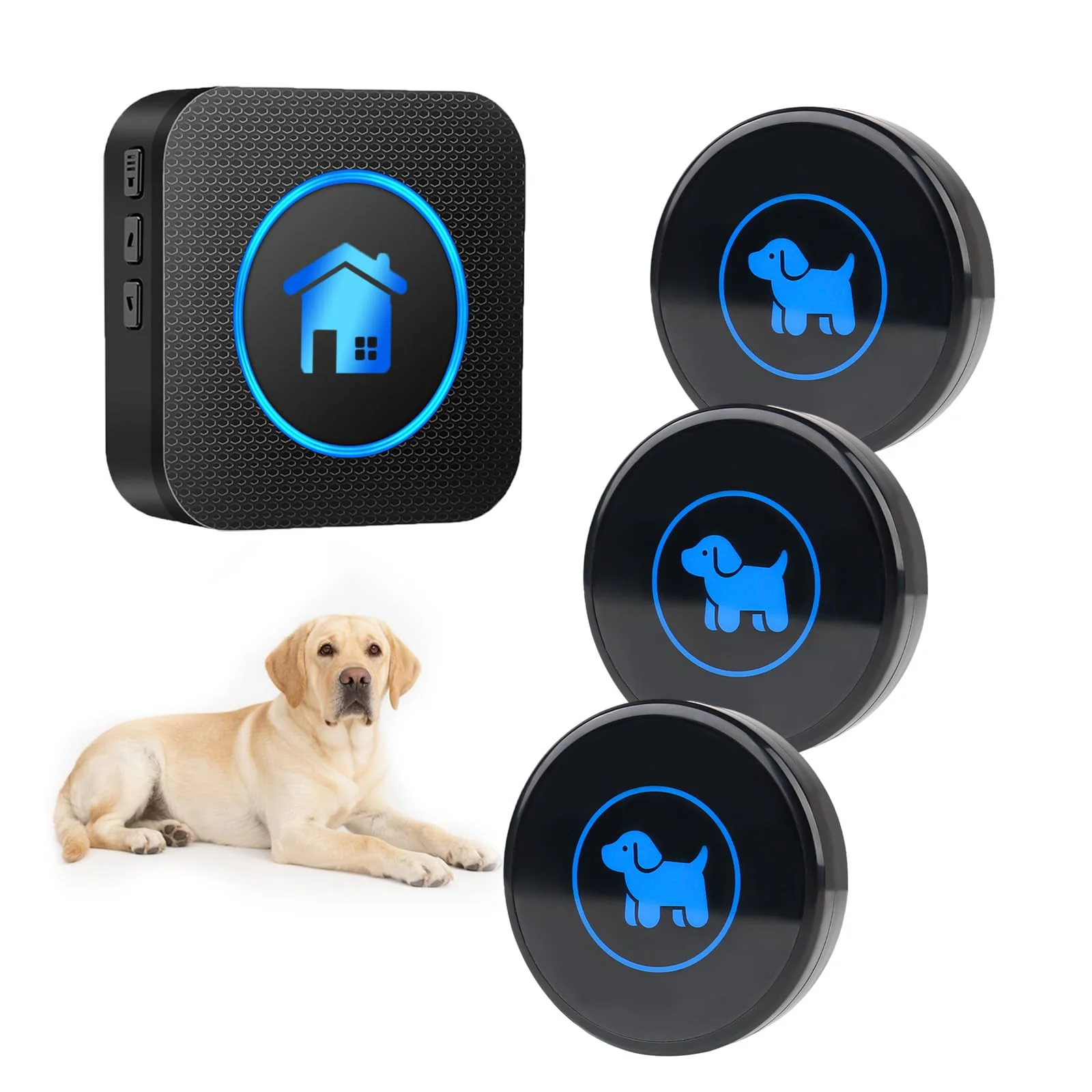 Artisan Cangecit Dog Door Bell – Wireless Potty Training Doorbell with 1000ft Range 55 Melodies IP55 Waterproof 3 Buttons Solid
