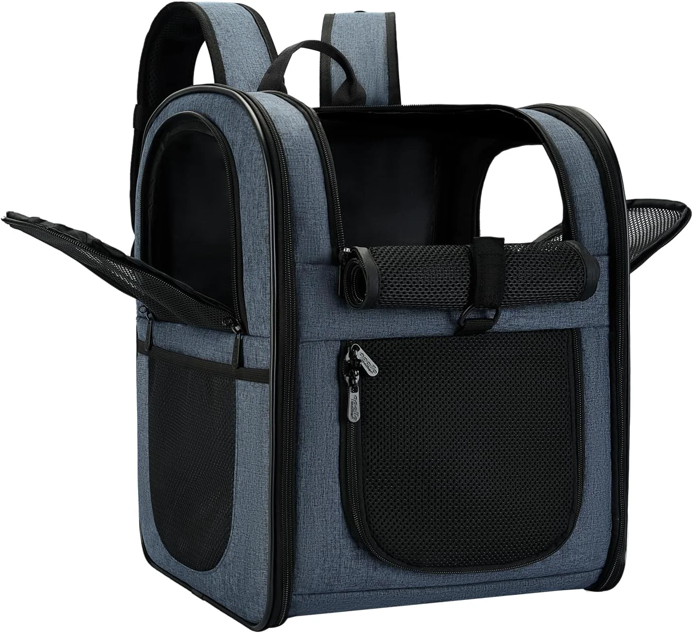 Apollo Walker Dog Cat Carrier Backpack for 4-15lb Pets - Ventilated Safe Design with Padded Back Support Breathable Mesh Pet Backpack for Hiking Travel Outdoor Navy Fashionable