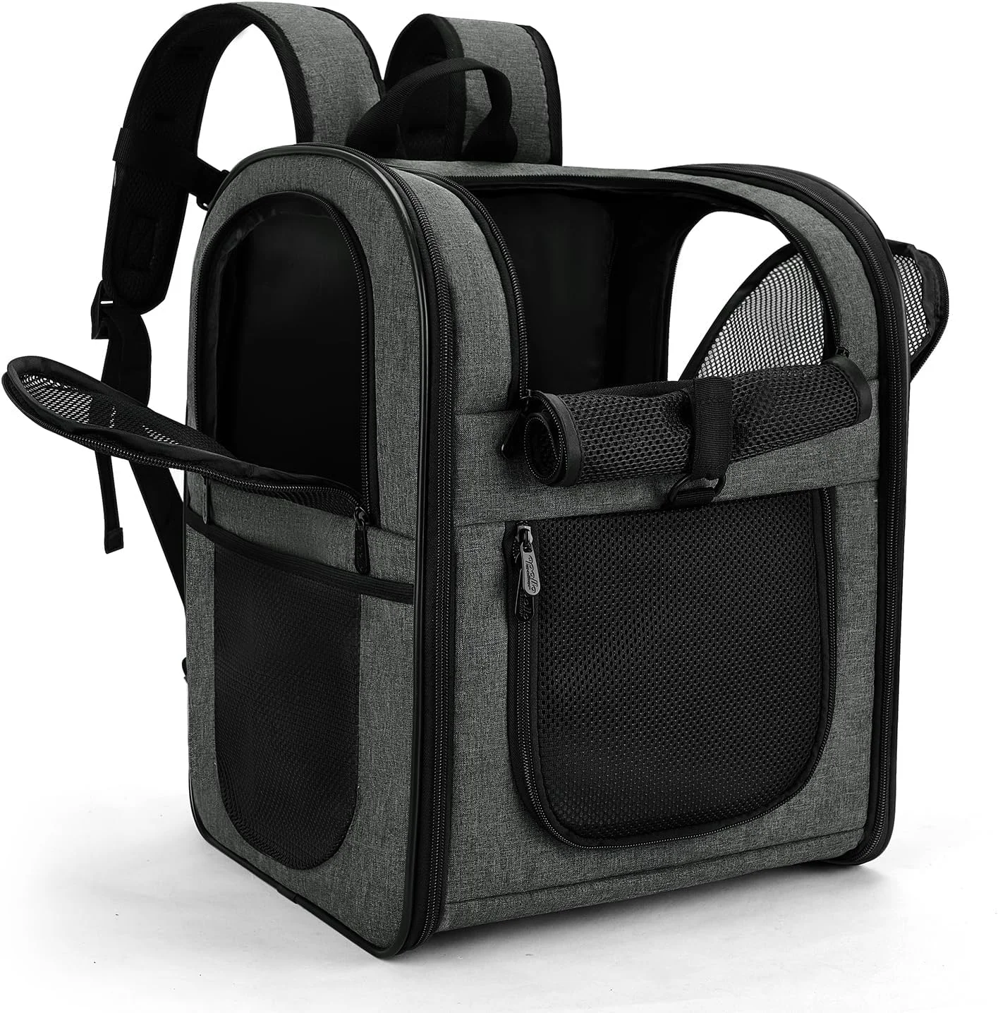 User-Friendly Apollo Walker Pet Carrier Backpack for 4-15lb Cats and Dogs Puppies Safety Features and Cushion Back Support for Travel Hiking Outdoor Use Gray Premium