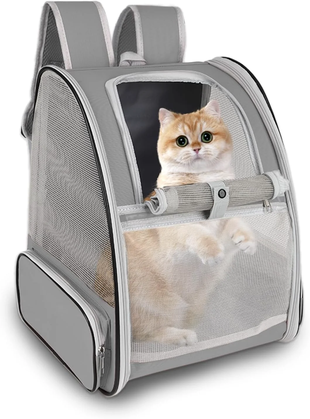 Certified Cat Backpack Carrier Pet Carrier Airline for Small Dog Cat Puppy Kitten Bunny Ventilated Mesh Design Animal Backpack for Hiking Camping Travel Bag Light Grey Crafted