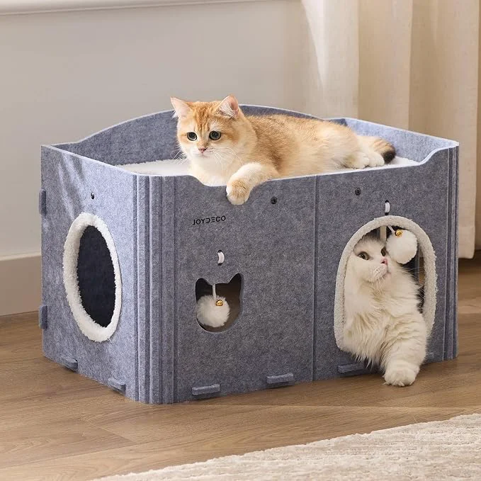Artisan Joydeco Cat House for Indoor Cats Extra Wide Scratch Resistant Felt Cat Condo Secure