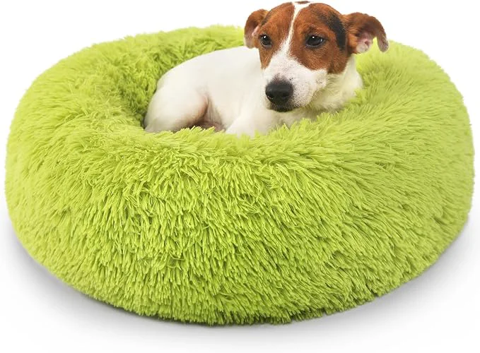 Traditional Calming Donut Dogs Beds for Small Dogs Washable 23inch Plush Round Pet Bed for Fast