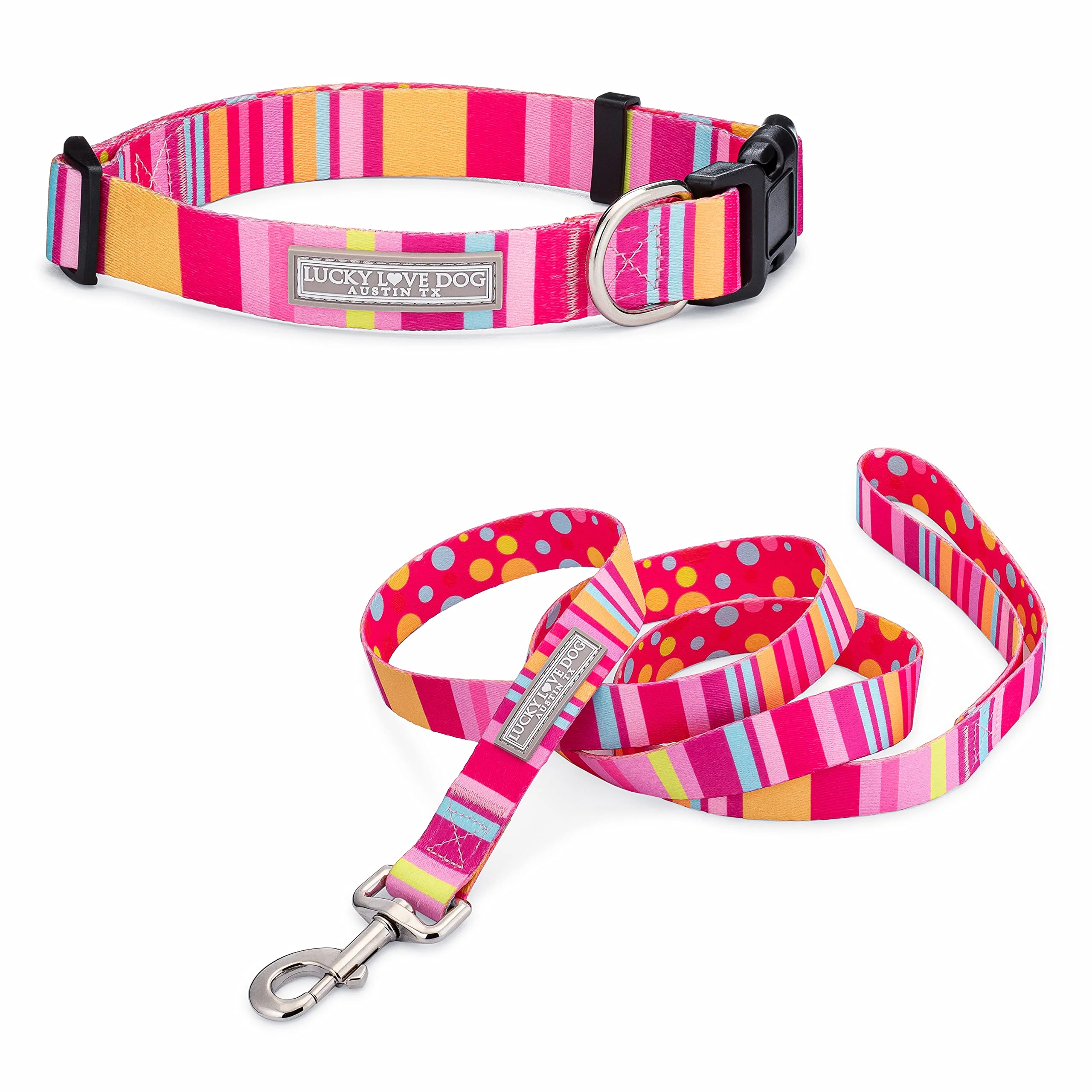 Fine Crafted Lucky Love Dog Molly Combo Easy Click Buckle Collar Leash Set Medium — Durable Comfortable for All Dogs Lightweight