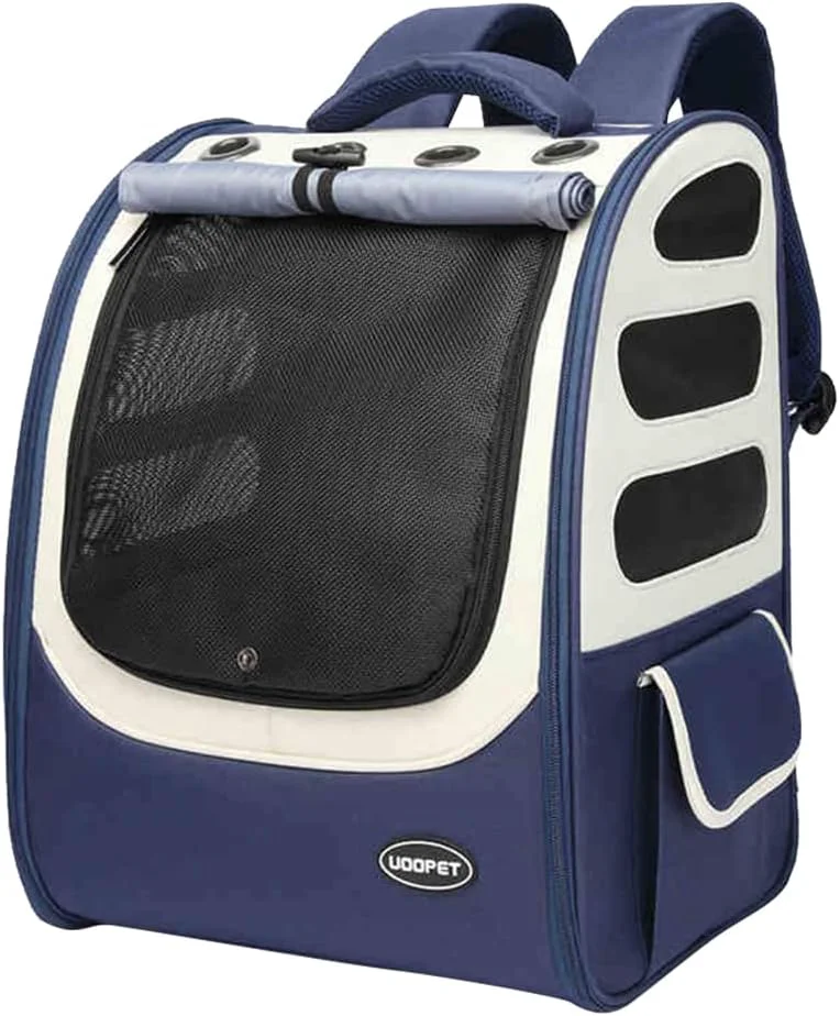 Solid Dog Backpack Ventilated Pet Hiking Backpack Travel Bag Airline Cat Backpack for Travel Hiking Outdoor Use Blue Fine