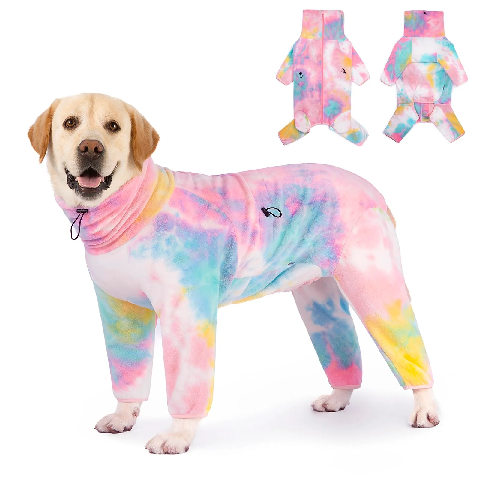 Secure Yeapeeto Dog Winter Coat — Warm Fleece Full-Body Jumpsuit Pink Blue 2XL Practical