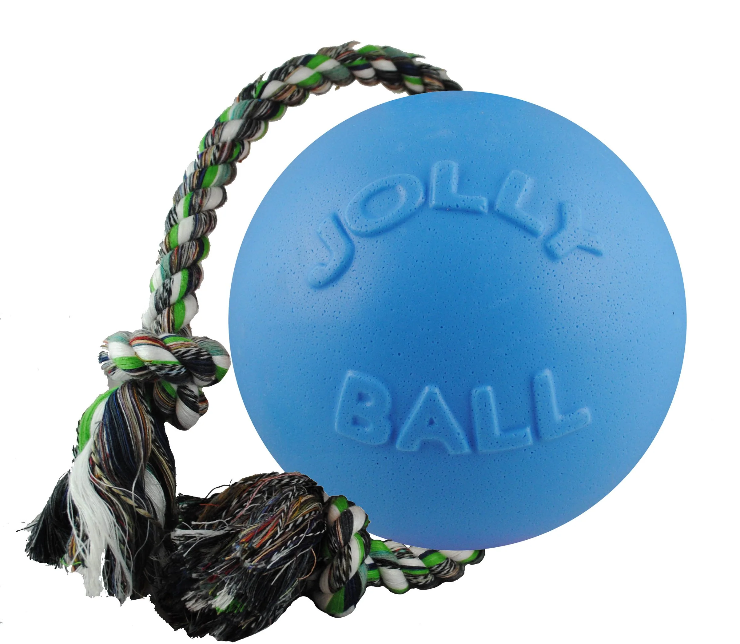 Convenient Jolly Pets Romp-n-Roll Rope Ball Toy – Large 8-Inch Blueberry All Breed Sizes Soft