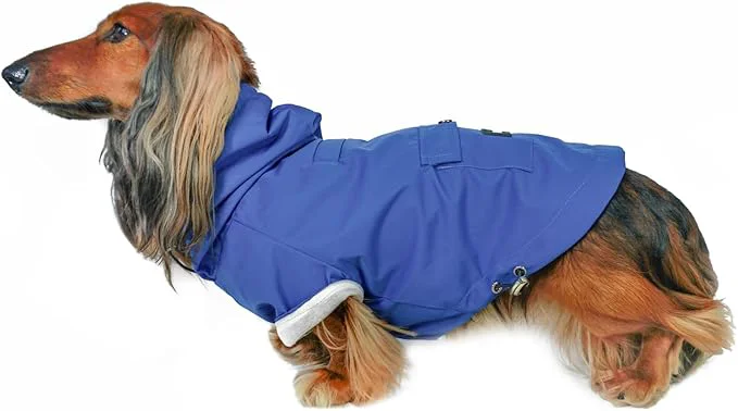 Advanced DJANGO Highland Dog Jacket Raincoat – Water-Repellent Lined Dog Coat with Hood Adjustable Fit Harness Hole – Lightweight Rain Wind Jacket for Small Medium Dogs up to 30 lbs Blue Medium About ThisOverview User-Friendly