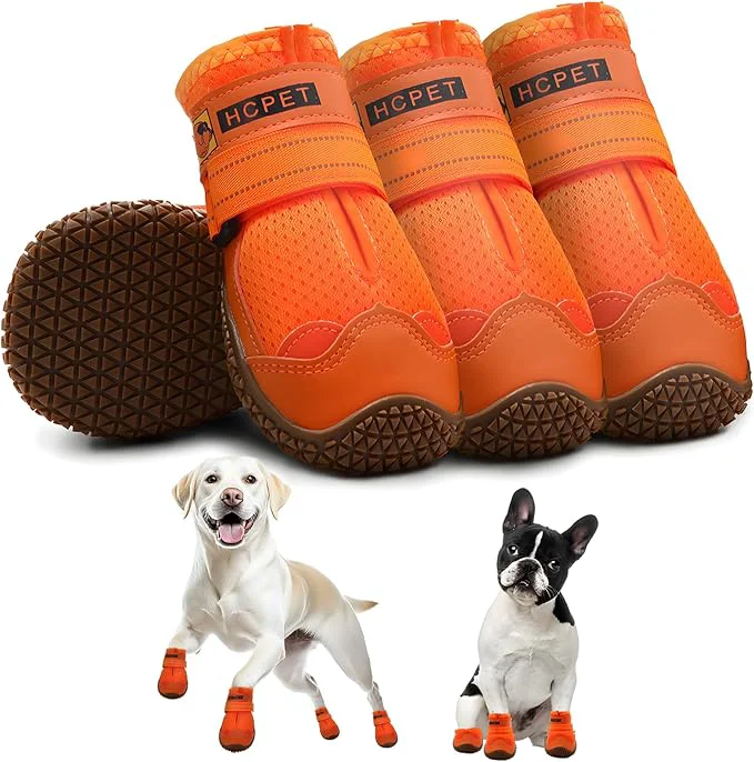 Advanced Hcpet Dog Shoes for Large Dogs Breathable Dog Booties for Small Medium Dogs Anti-Slip Dog Boots Paw Protectors for Hot Pavement Winter Snow Hiking with Reflective Straps Orange Size 8About ThisOverview Dependable