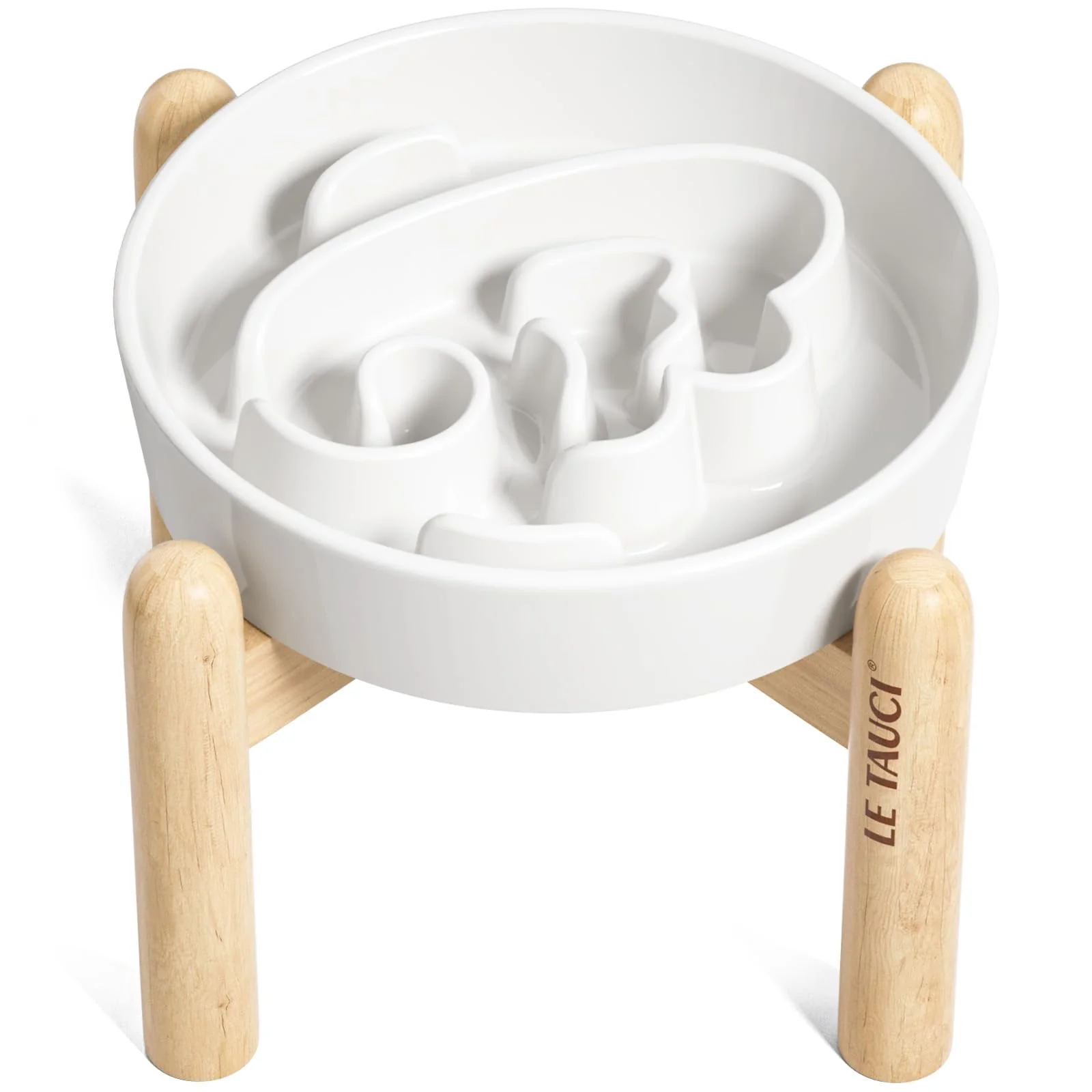 Versatile LE TAUCI Ceramic Slow Feeder Bowl for Small Dogs Cats – 0.6 Cup d Angle White Original
