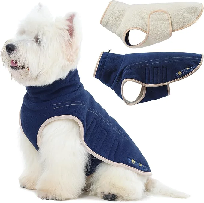 Eco-Friendly ROZKITCH Reversible Coat for Dogs Large Warm Fleece Jacket with Leash Hole Double-Sided Step in Dog Vest for Outdoor Indoor DarkBlue LAbout ThisOverview Sustainable