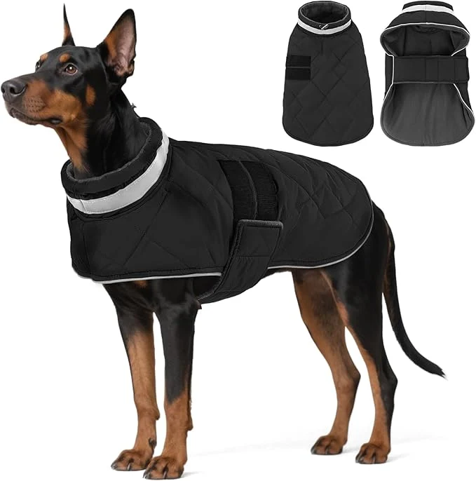 Comfortable Dog Winter Coat Warm Padded Puppy Jacket Windproof Water Resistant Clothes for Small Medium Large Pets Christmas Sweater Outfit Vest Black 3XL About ThisOverview Reliable