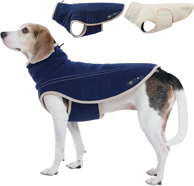 World-Class ROZKITCH Reversible Dog Jackets for Large Thick Fleece Sherpa Sweater with Leash Hole Double-Sided XL Large Dog Jacket Winter Pitbull DarkBlue XLAbout ThisOverview Casual