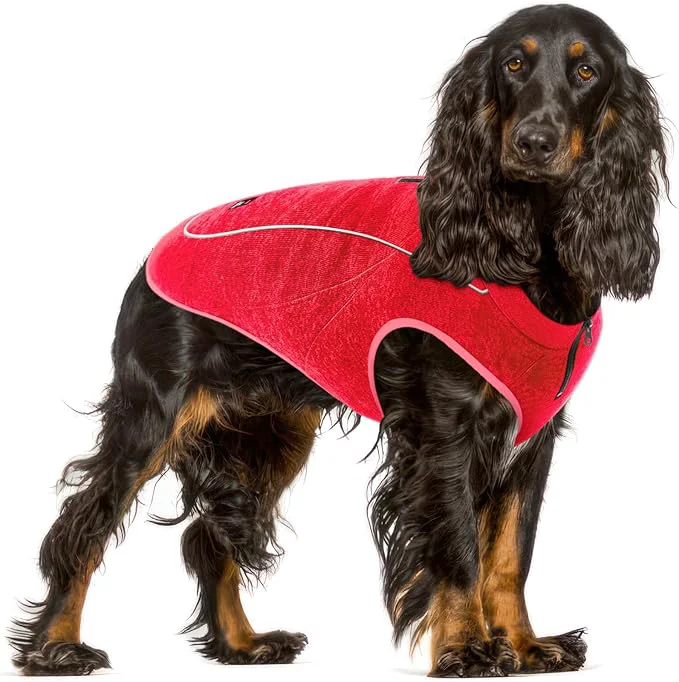 Versatile Insulated Fleece Sweater for Dogs Lightweight Warm Dog Vest Zipper Port for Harness Cold Weather Winter Jacket Rain Snow Repellant Coat Adjustable for Small Medium Large Girl Dogs Red M About ThisOverview Smooth