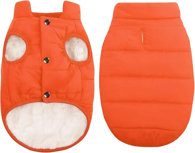 Environmentally Friendly ASENKU Dog Winter Coat - Waterproof Windproof Dog Jacket Warm Snowproof Doggie Puffer Vest for Cold Weather Lightweight Snow Coats for Small Medium Large Dogs Orange M About ThisOverview First-Class