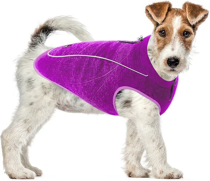 Fast Insulated Fleece Sweater for Dogs Lightweight Warm Dog Vest Zipper Port for Harness Cold Weather Winter Jacket Rain Snow Repellant Coat Adjustable for Small Medium Large Girl Dog Purple XS About ThisOverview Responsible