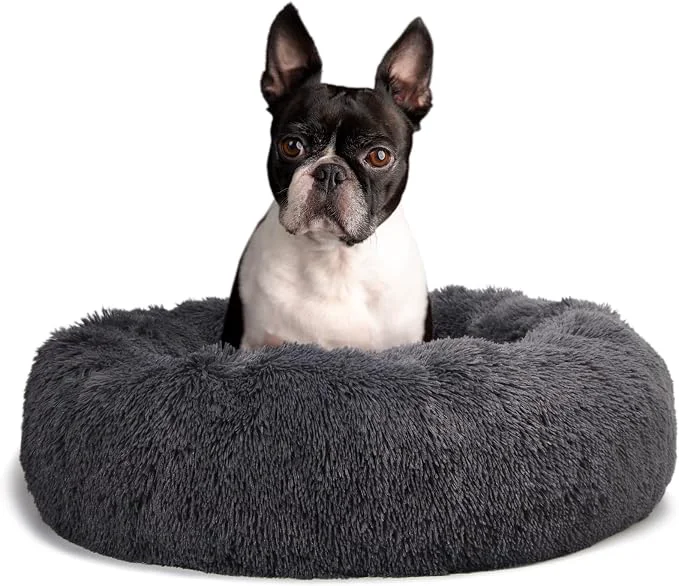 Casual Calming Donut Dogs Beds for Medium Dogs up to 45 lb 30inch Anti-Slip Plush Eco-Friendly