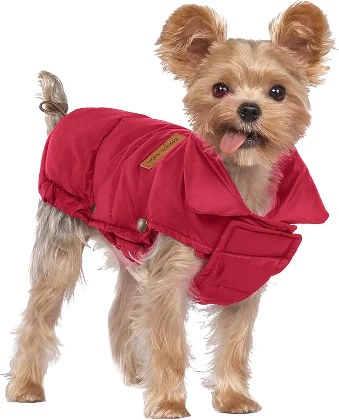 Recyclable SPACE LION Dog Puffer Jacket Down Winter Coat Durable Outdoor Coat for Cold and Windy Conditions Lightweight Adjustable Fit Coats for Small Dogs Red Size10 S About ThisOverview Fine