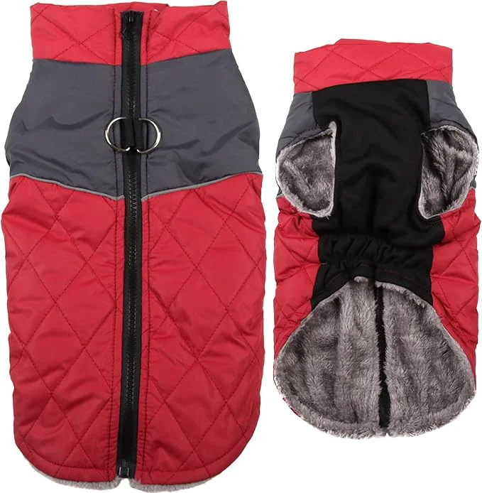 World-Class Warm Fleece Dog Coats for Small Dogs D-Rings Waterproof Puppy Jacket for Cold Winter Red XSAbout ThisOverview Fine Crafted