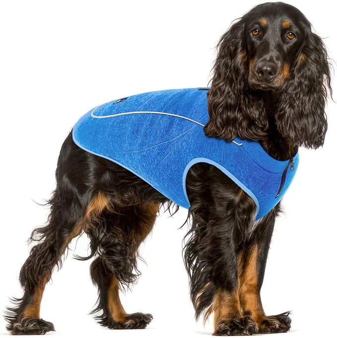Certified Insulated Fleece Sweater for Dogs Lightweight Warm Dog Vest Zipper Port for Harness Cold Weather Winter Jacket Rain Snow Repellant Coat Adjustable for Small Medium Large Male Dogs Blue M About ThisOverview Classic