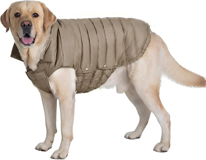 Fast SPACE LION Dog Puffer Jacket Down Winter Coat Durable Outdoor Coat for Cold and Windy Conditions Lightweight Adjustable Fit Coats for Large Dogs Khaki Size24 2XL About ThisOverview Certified