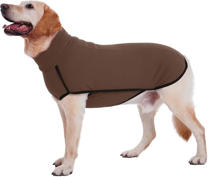 Exclusive ROZKITCH Thick Dog Sweatshirts for Large Dogs Pet Windproof Warm Cold Weather Jacket Vest Cozy Jumpsuit Apparel Outfit Clothes for Walking Hiking Travel Sleep Brown 3XLAbout ThisOverview Premium