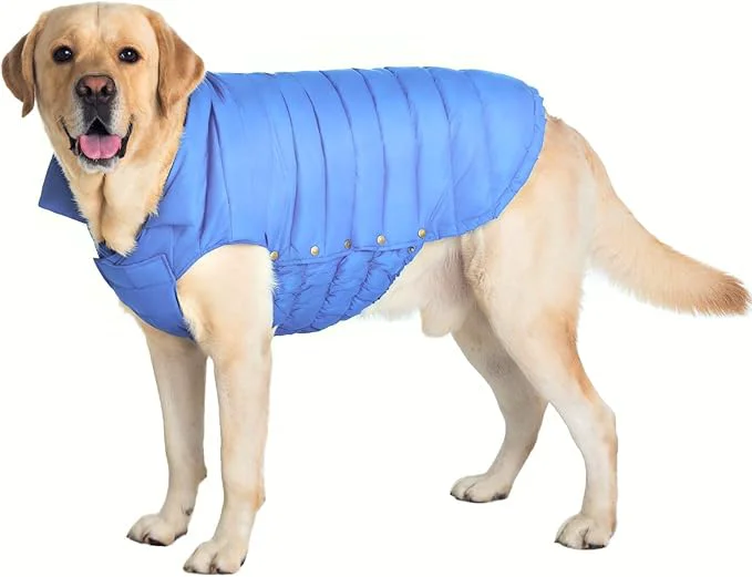 Reusable SPACE LION Dog Puffer Jacket Down Winter Coat Durable Outdoor Coat for Cold and Windy Conditions Lightweight Adjustable Fit Coats for Large Dogs Blue Size28 4XL About ThisOverview Flexible