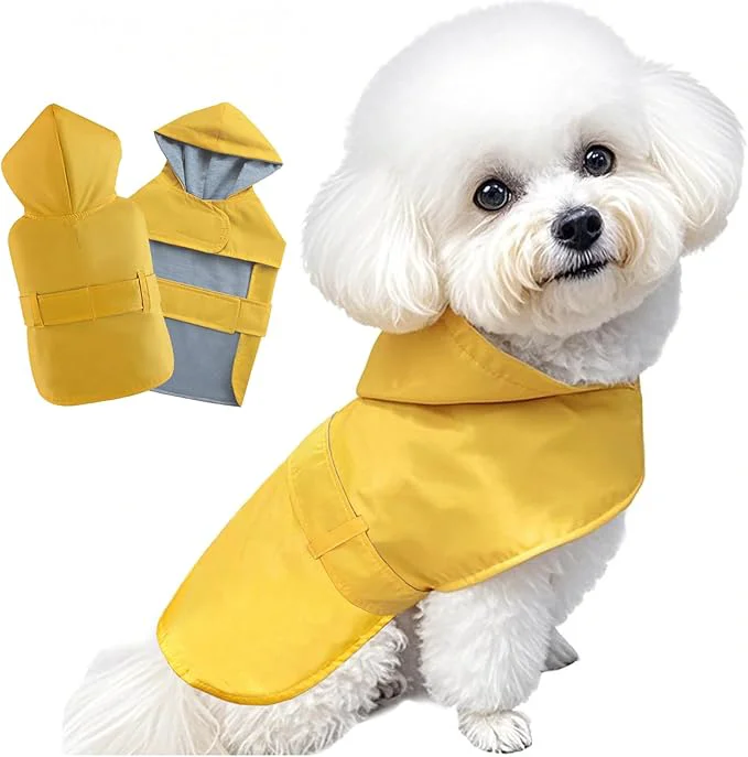 Safe Dog Raincoat Dog Rain Jacket Poncho Waterproof Snowproof Pet Rain Suit Lined Warm Lining Hooded Leash Hole Adjustable Puppy Small Medium Dogs Yellow LAbout ThisOverview Professional