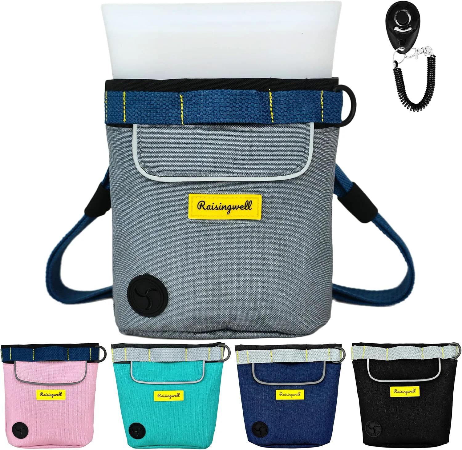 Premium Material Dog Treat Pouch for Pet Walking and Training with Clicker 2 Cup Silicone Bag Small Fanny Pack Holder for Puppy Snack Dispenser Kit for Leash and Outdoor Use Gray Casual