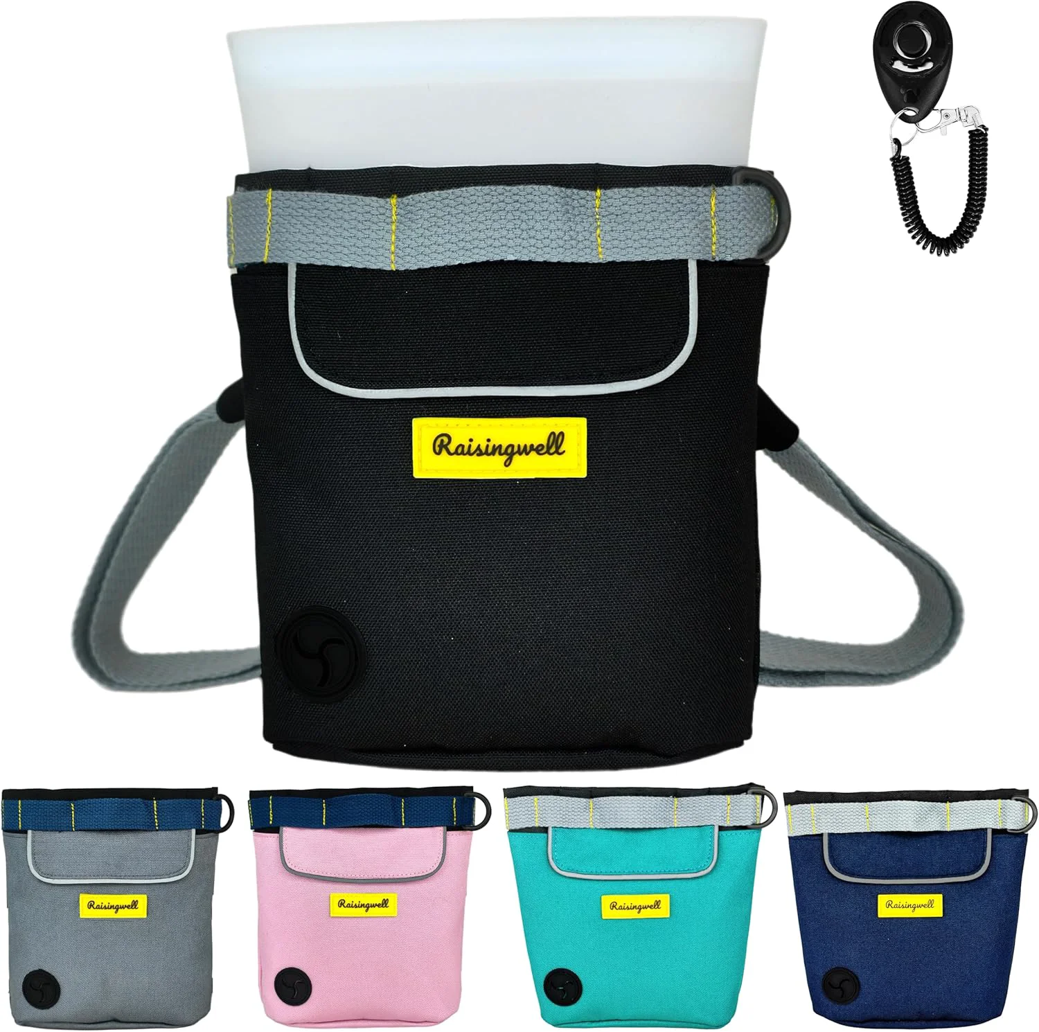 Original Dog Treat Pouch for Pet Walking and Training with Clicker 2 Cup Silicone Bag Small Fanny Pack Holder for Puppy Snack Dispenser Kit for Leash and Outdoor Use Black Optimized