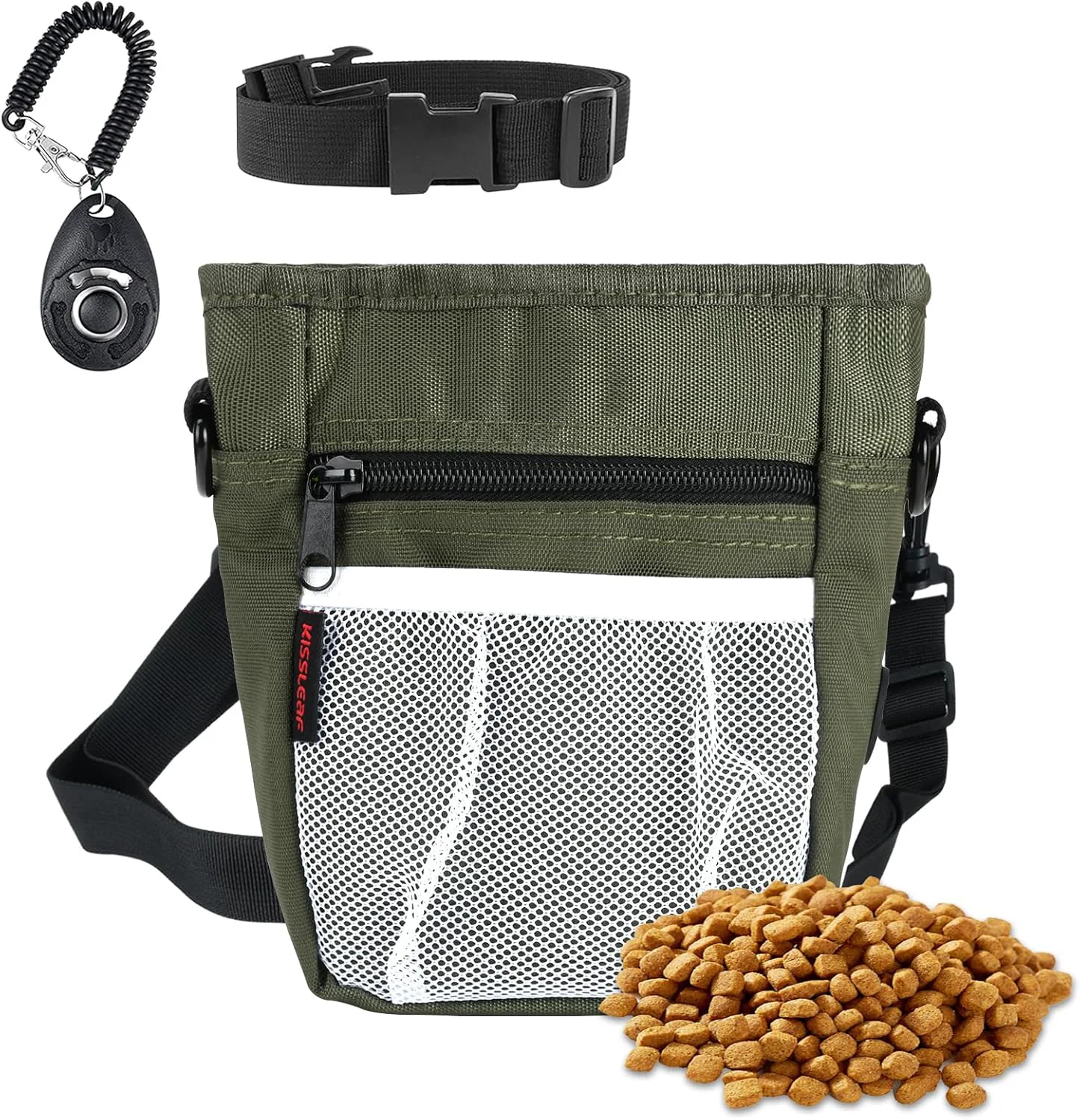 Trusted Dog Treat Pouches for Pet Training with Magnetic Closure Treat Pouches for Pet Training Large Dog Treat Training Pouch and Dog Clicker Training Treat Pouch Built-in Poop Bag Dispenser-Green Fast