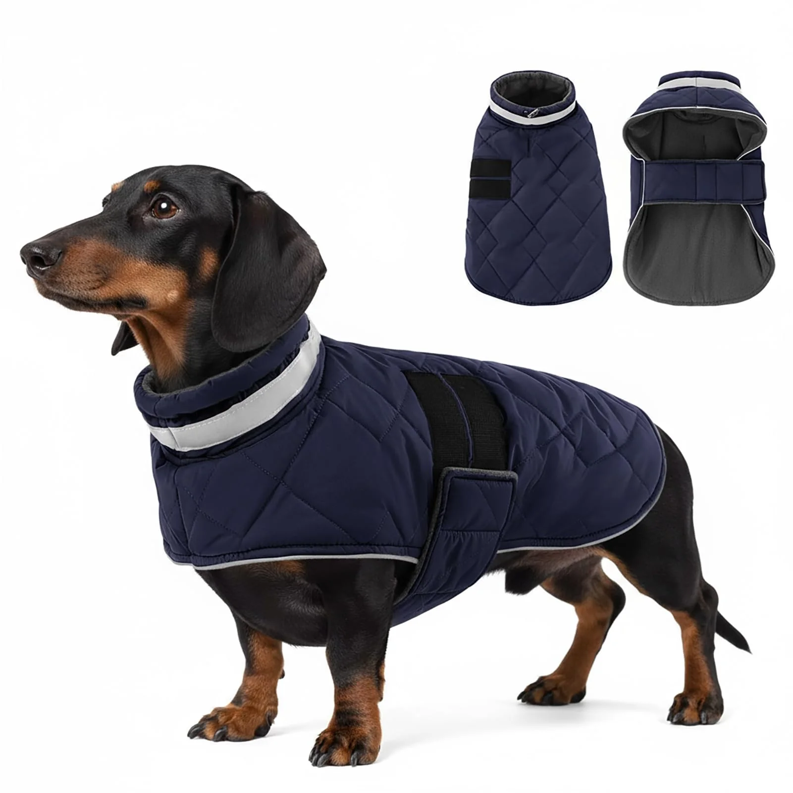 Premium Material KAMA BRIDAL Dog Winter Coat - 3-Layer Padded Jacket Windproof Water-Resistant Dark Blue Size S Contemporary