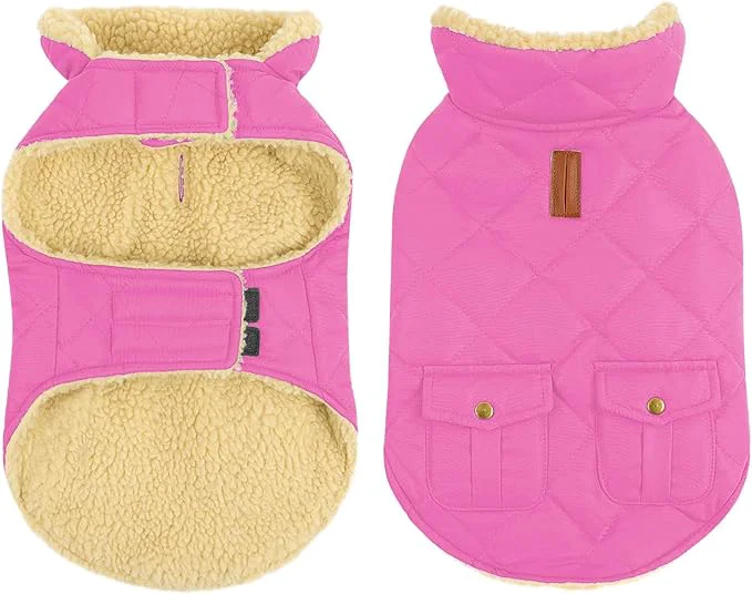 Trusted Queenmore Dog Winter Coat - Fleece Jacket Waterproof Cold Weather Clothes Thick Warm Cotton Padding Easy On Storage Pockets Pink Large About ThisOverview Minimalist