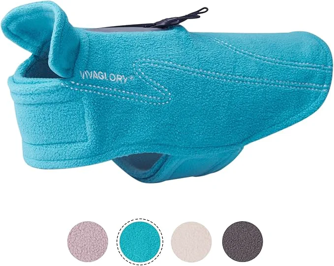 Enhanced VIVAGLORY Dog Fleece Coat Warm Jacket with Hook and Loop Fastener Easy to Take on and Off Winter Vest Sweater for Small Medium Large Dogs Puppy Windproof Clothes for Cold Weather Turquoise SAbout ThisOverview Pure