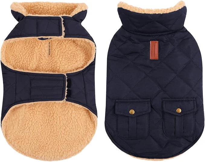 Specialty Queenmore Warm Puffer Dog Jacket Quilting Winter Coat Ultra Thick Plush Lining with Storage Pockets Dark Navy X-Small About ThisOverview Exceptional