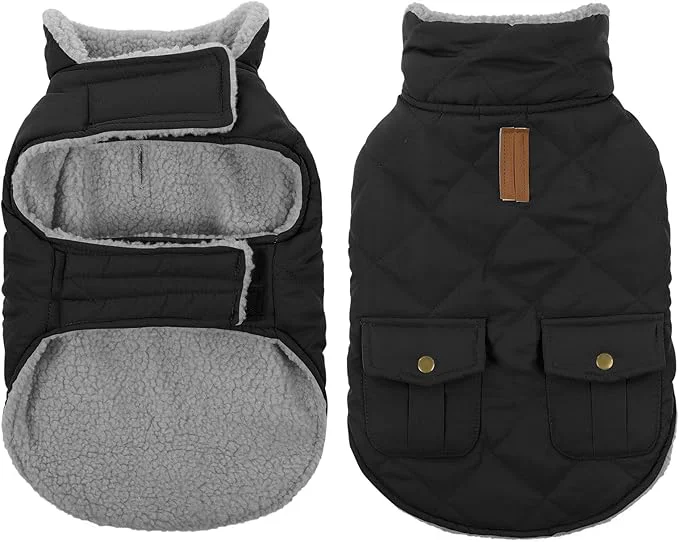Advanced Queenmore Dog Winter Coat Warm Puffer Jacket Waterproof Plush Lining Thermal Cold Weather Vest for Small Medium Large Dogs Windproof Easy On Pet Jacket Black MAbout ThisOverview Exclusive