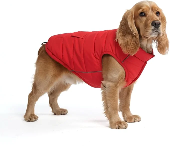 Long-Lasting Spark Paws Dog Winter Jacket Water-Resistant Coat Warm Reflective Windproof Fleece-Interior for Medium and Large Dogs - Red - LAbout ThisOverview Effective
