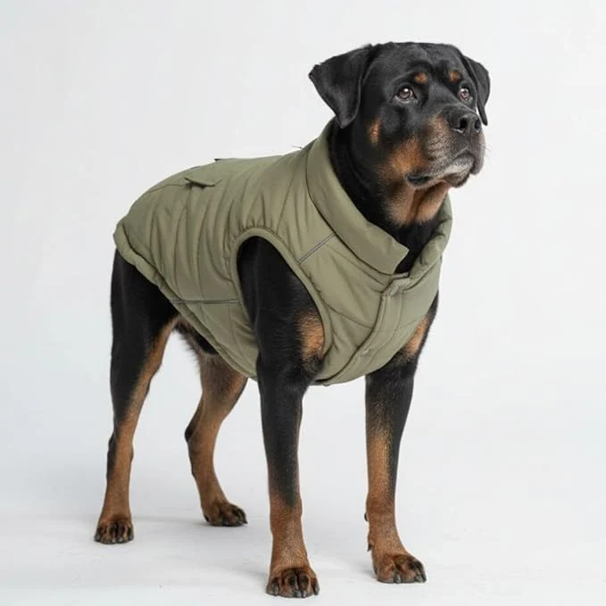 Original Design Spark Paws Dog Winter Jacket Water-Resistant Coat Warm Reflective Windproof Fleece-Interior for Medium and Large Dogs - Olive - 4XLAbout ThisOverview Innovative