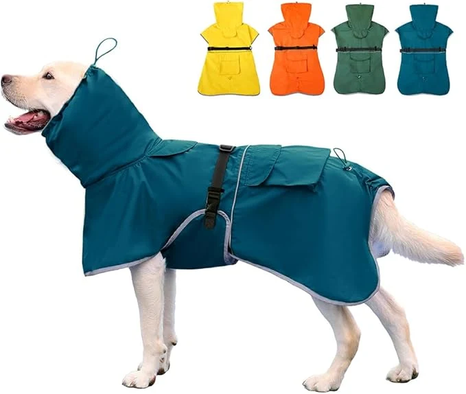 Detailed Reflective Dog Raincoat Waterproof Adjustable Dog Hooded Poncho Raincoat for Medium Large Dogs Lightweight Pet Rain Jacket Blue 3XL About ThisOverview Effective