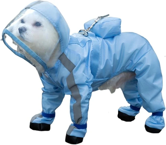 Consistent Full Coverage Small Dog Raincoat Waterproof with Four-Leg Protection I for Teddy Bears Includes Waterproof Mini Backpack Blue XX-Large Suggest Weight 16.6-22lb About ThisOverview Fine Crafted