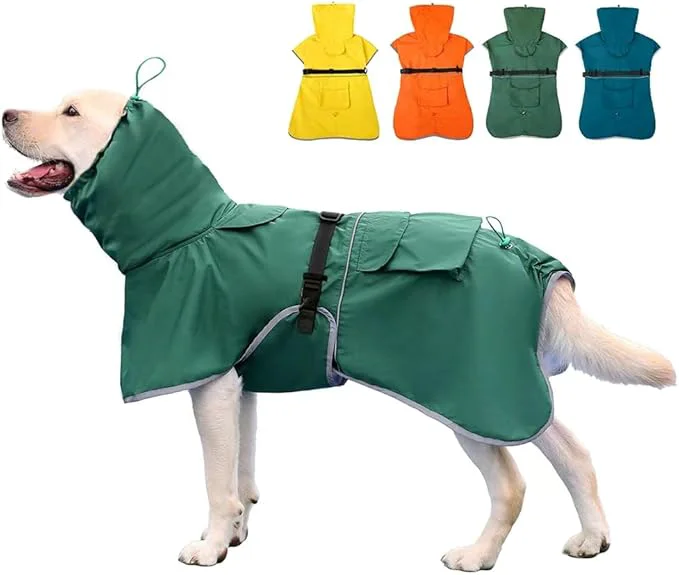 Functional Reflective Dog Raincoat Waterproof Adjustable Dog Hooded Poncho Raincoat for Medium Large Dogs Lightweight Pet Rain Jacket Green XL About ThisOverview Stylish