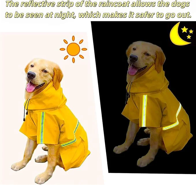 Pure Reflective Strip Dog Raincoat Ultra - Light Breathable Waterproof Rain Jacket with Hood Adjustable Sizes for Small Medium Large Dogs 2XL About ThisOverview Traditional