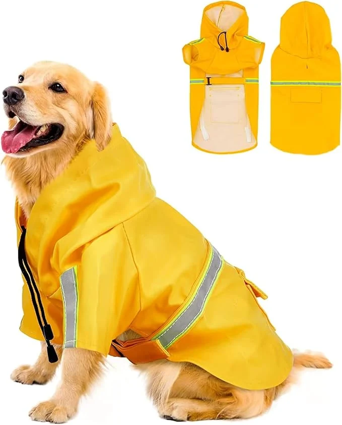 Comfortable Reflective Strip Dog Raincoat Ultra - Light Breathable Waterproof Rain Jacket with Hood Adjustable Sizes for Small Medium Large Dogs 4XL About ThisOverview Premium