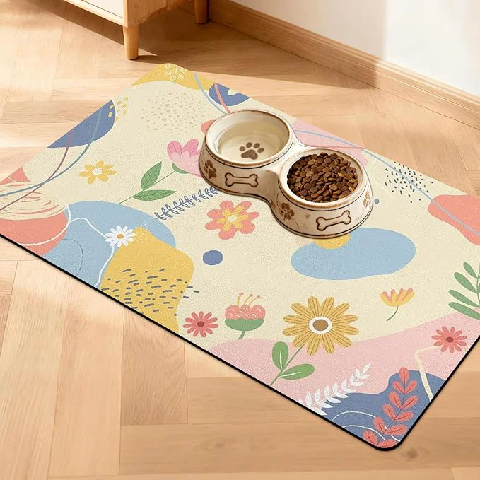 Carefully Designed Pet Feeding Mat for Floors Waterproof Dog Mat for Food and Water Absorbent Premium